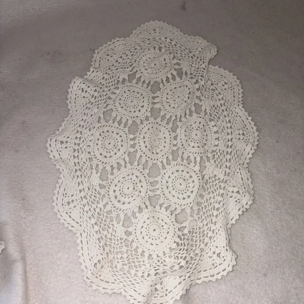 Antique Beautiful Doilies Handmade crocheted lace Doilie lot of 6 Sheer Floral